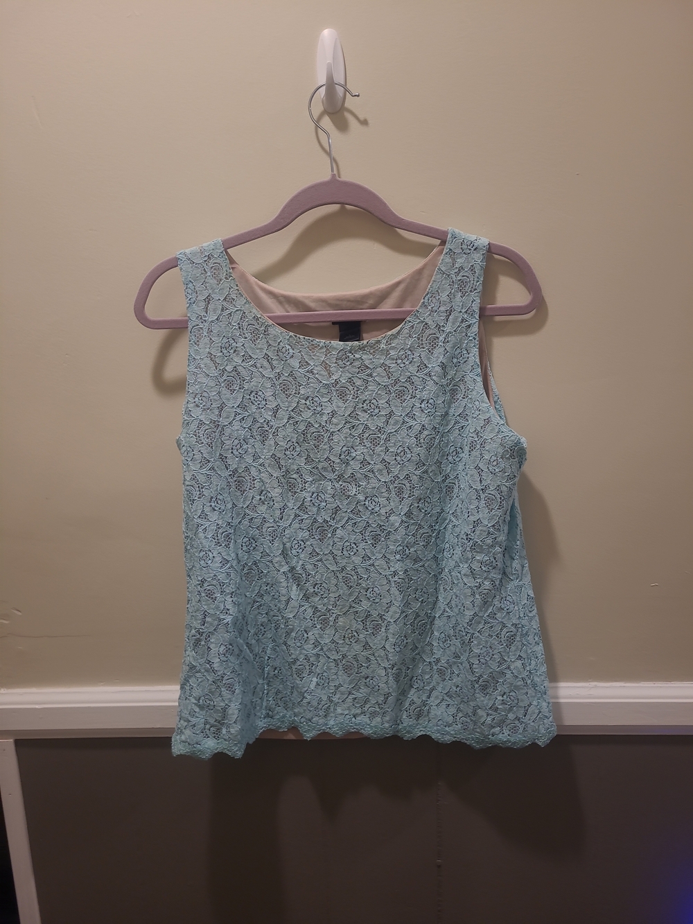 Ann Taylor Womens Large Mint Embroidered Sleeveless Blouse Dressy Business